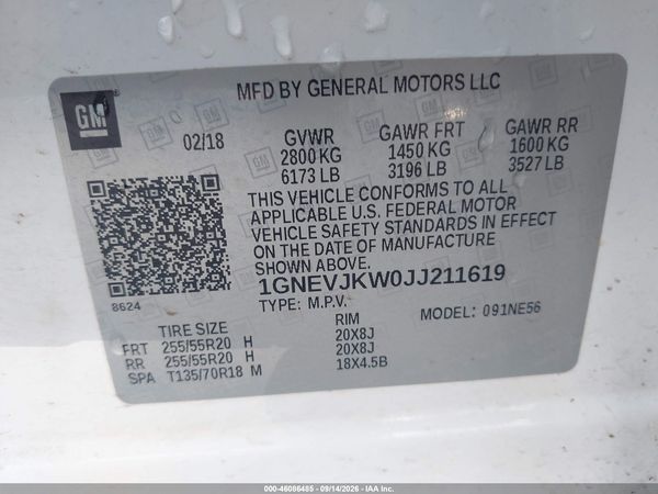 2018 CHEVROLET TRAVERSE PREMIER — I9