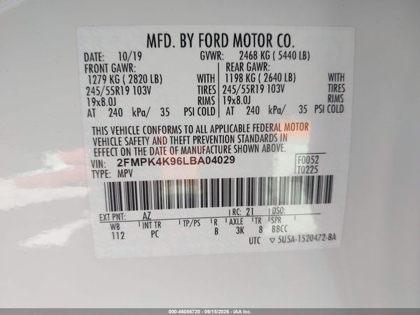 2020 FORD EDGE TITANIUM — I9