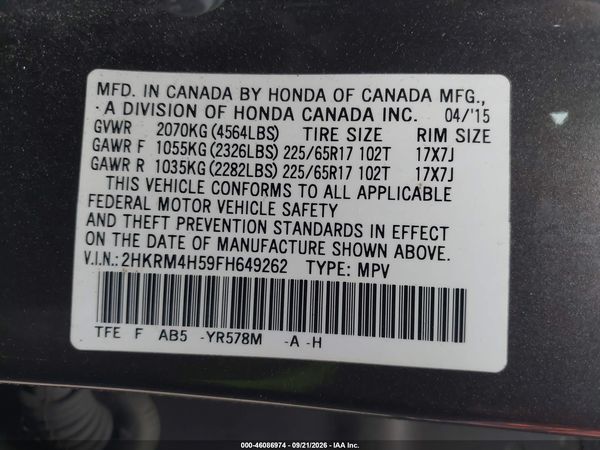 2015 HONDA CR-V EX — I9