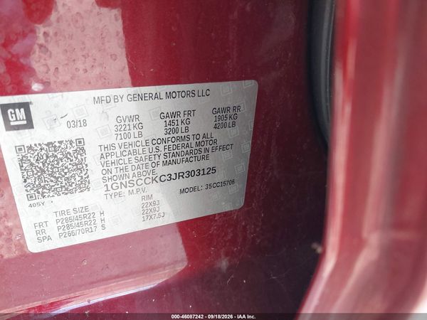 2018 CHEVROLET TAHOE PREMIER — I9