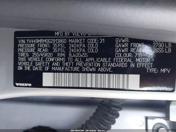 2016 VOLVO XC60 T6 DRIVE-E PLATINUM — I9