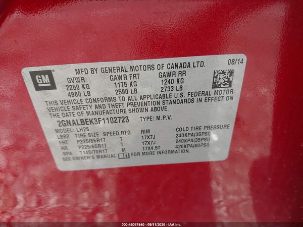 2015 CHEVROLET EQUINOX 1LT — I9