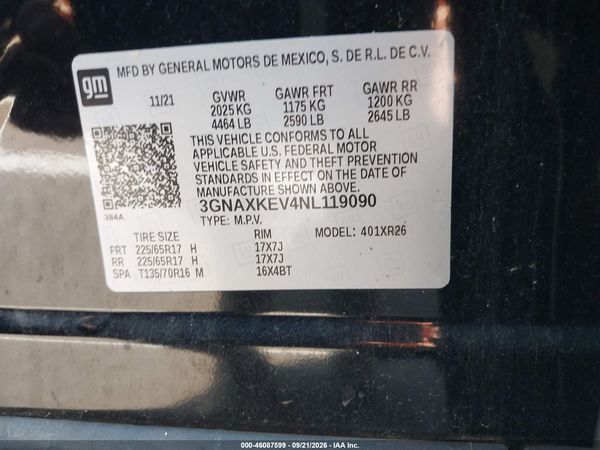 2022 CHEVROLET EQUINOX FWD LT — I9
