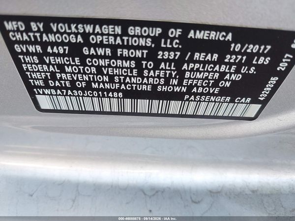 2018 VOLKSWAGEN PASSAT 2.0T SE — I9