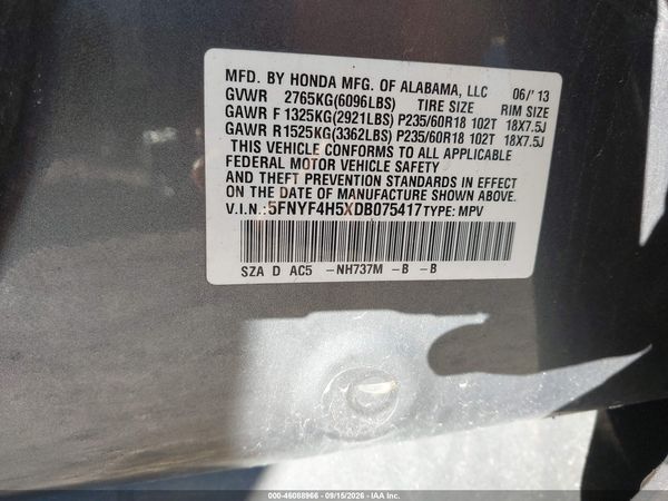 2013 HONDA PILOT EX-L — I9