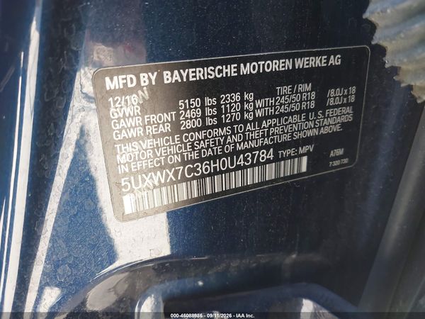 2017 BMW X3 XDRIVE35I — I9