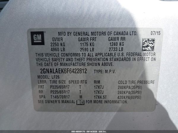 2015 CHEVROLET EQUINOX LS — I9