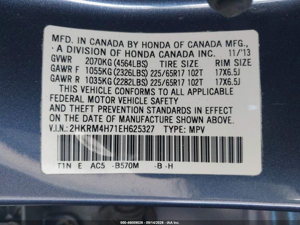 2014 HONDA CR-V EX-L — I9