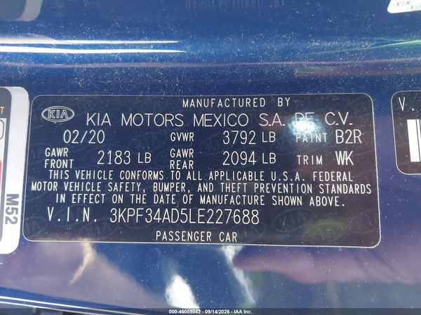 2020 KIA FORTE GT-LINE — I9