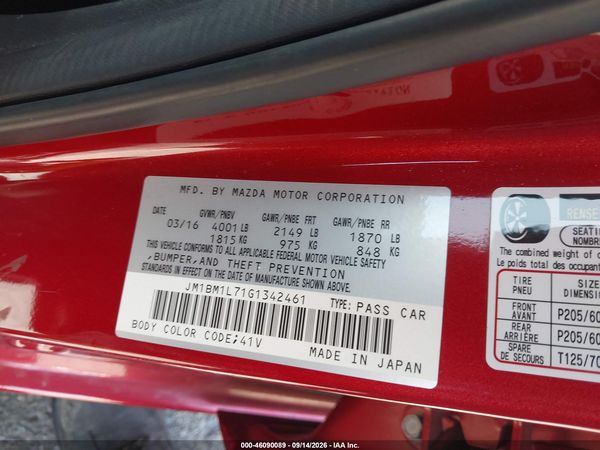 2016 MAZDA MAZDA3 I TOURING — I9