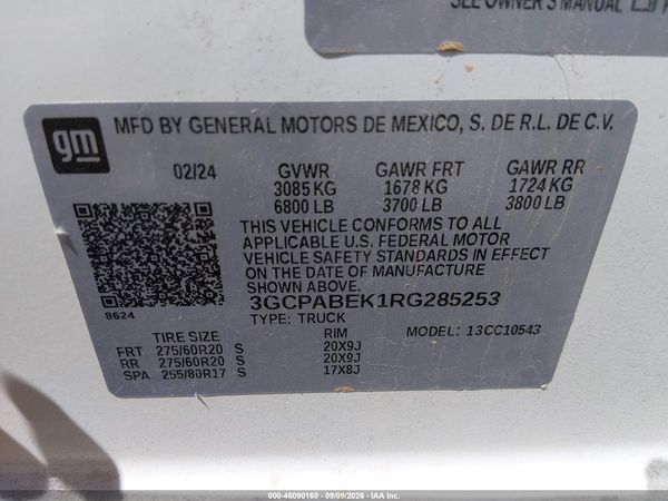 2024 CHEVROLET SILVERADO 1500 2WD  SHORT BED CUSTOM — I9