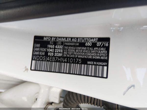 2017 MERCEDES-BENZ CLA 250 CLA250 — I9