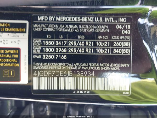 2018 MERCEDES-BENZ GLS 550 4MATIC — I9