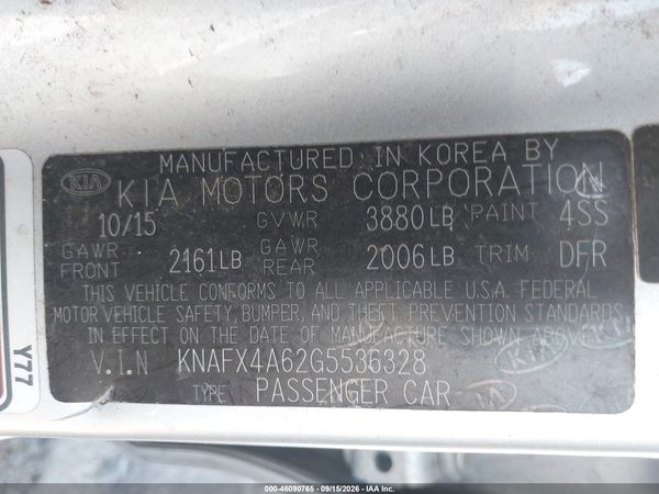 2016 KIA FORTE LX — I9