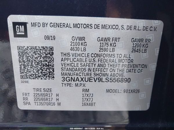 2020 CHEVROLET EQUINOX AWD LT 1.5L TURBO — I9