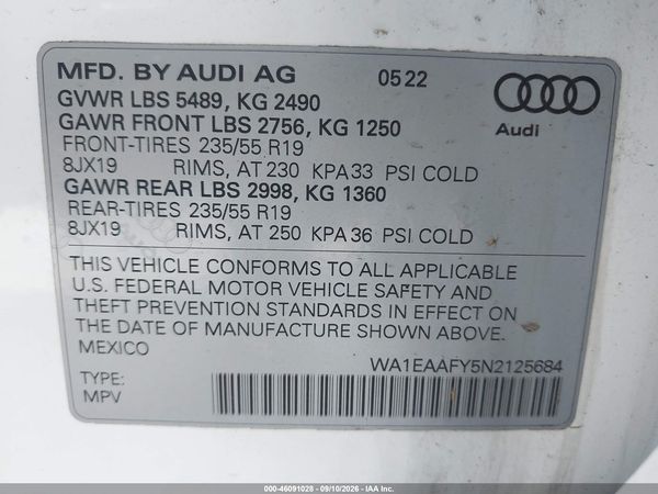 2022 AUDI Q5 — I9