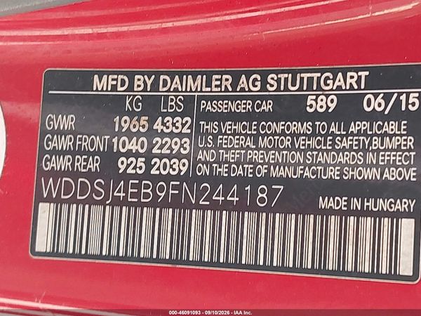 2015 MERCEDES-BENZ CLA 250 CLA250