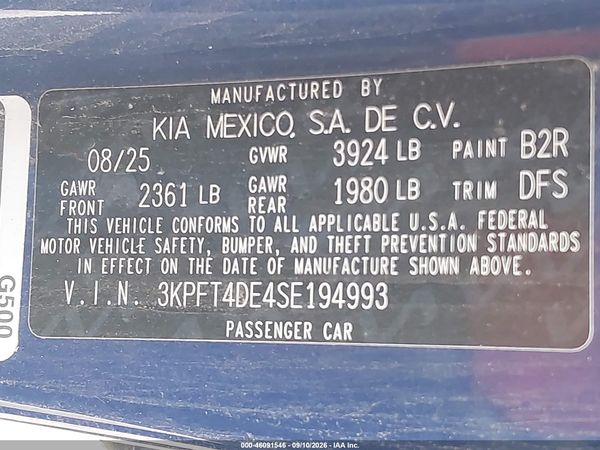 2025 KIA K4 LXS