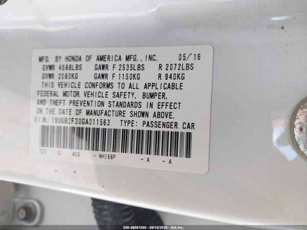 2016 ACURA TLX V6 — I9