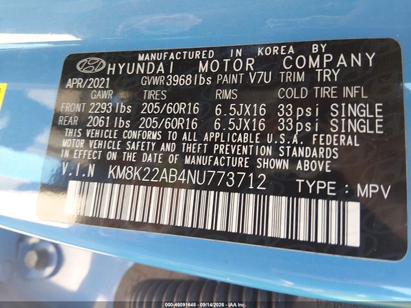2022 HYUNDAI KONA SE — I9