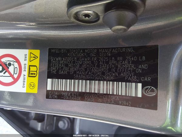 2016 LEXUS ES 350 — I9