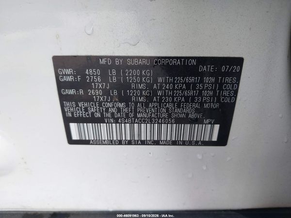 2020 SUBARU OUTBACK PREMIUM — I9