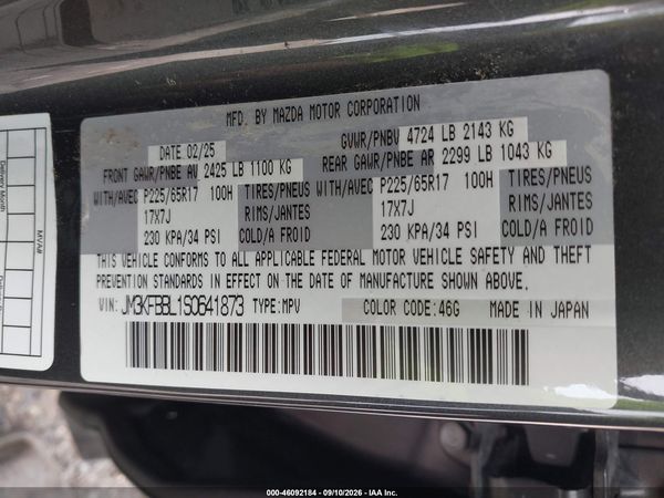 2025 MAZDA CX-5 2.5 S SELECT — I9