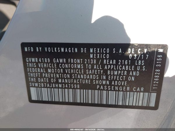 2017 VOLKSWAGEN JETTA 1.4T S — I9