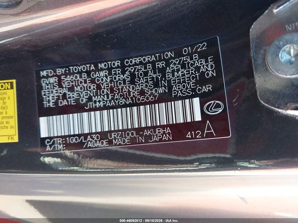 2022 LEXUS LC 500 500 Base/Touring — I9