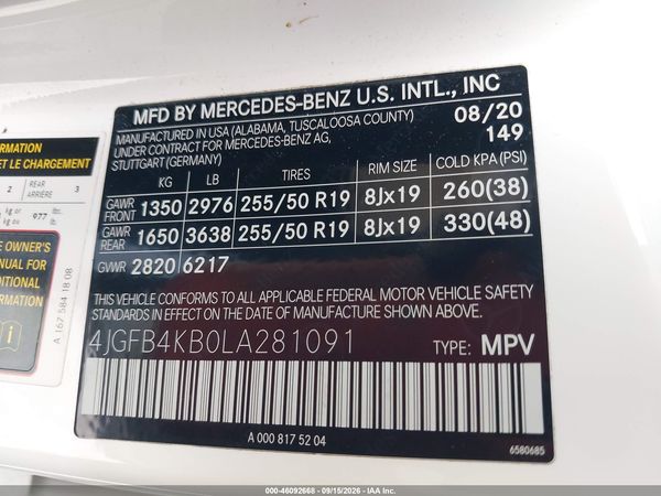 2020 MERCEDES-BENZ GLE 350 4MATIC — I9