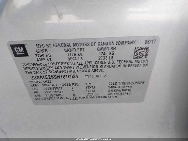 2017 CHEVROLET EQUINOX LT — I9
