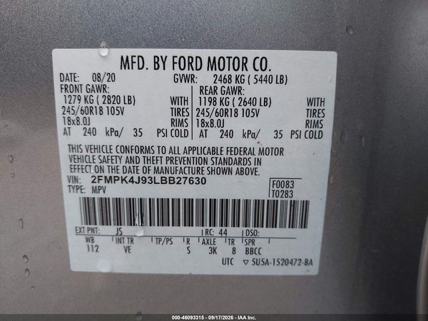 2020 FORD EDGE SEL — I9