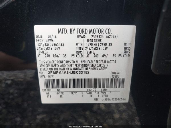2018 FORD EDGE TITANIUM — I9