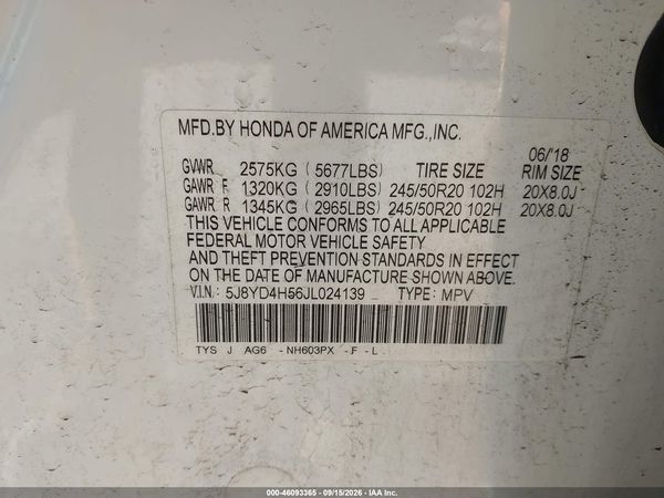 2018 ACURA MDX — I9