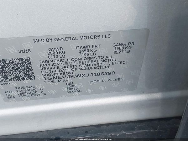 2018 CHEVROLET TRAVERSE PREMIER — I9