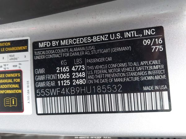 2017 MERCEDES-BENZ C 300 4MATIC — I9