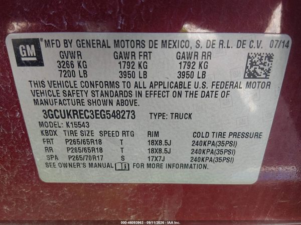 2014 CHEVROLET SILVERADO 1500 LT — I9