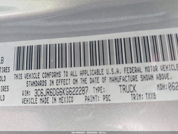 2019 RAM 1500 CLASSIC TRADESMAN  4X2 8' BOX — I9