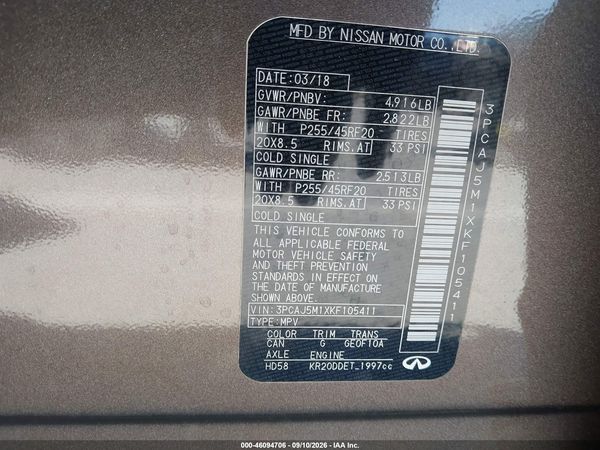 2019 INFINITI QX50 ESSENTIAL — I9