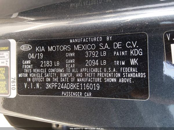 2019 KIA FORTE LXS — I9