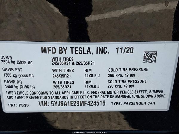 2021 TESLA MODEL S — I9