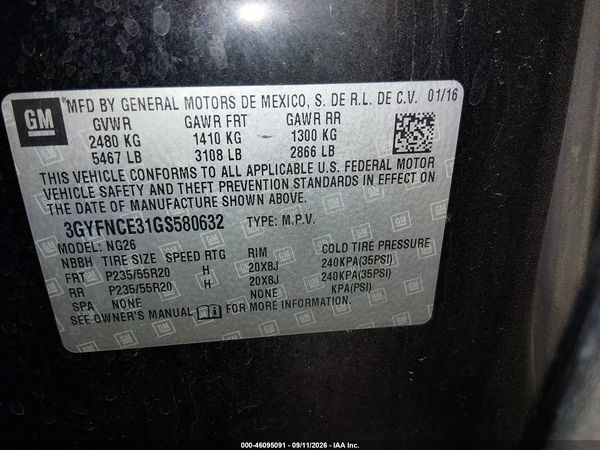 2016 CADILLAC SRX PERFORMANCE COLLECTION — I9