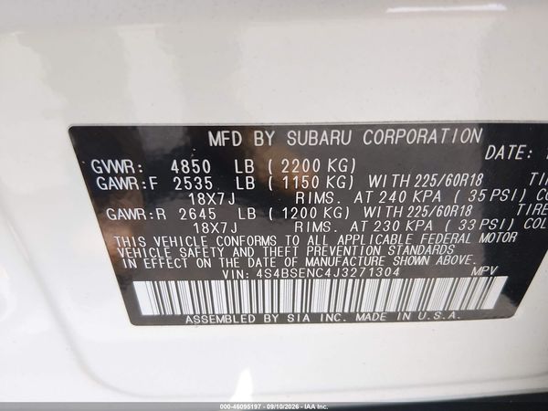 2018 SUBARU OUTBACK 3.6R LIMITED