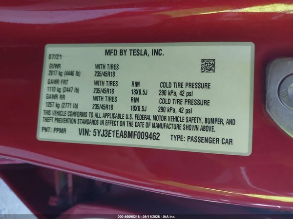 2021 TESLA MODEL 3