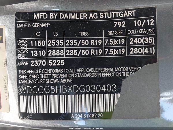 2013 MERCEDES-BENZ GLK 350 GLK350 — I9