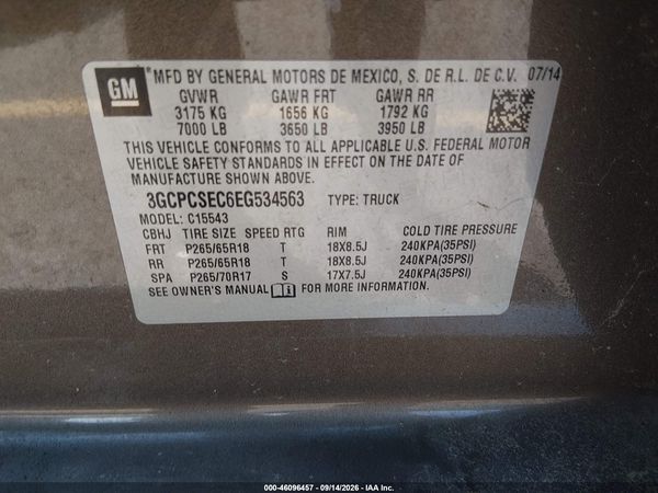 2014 CHEVROLET SILVERADO 1500 1LZ — I9