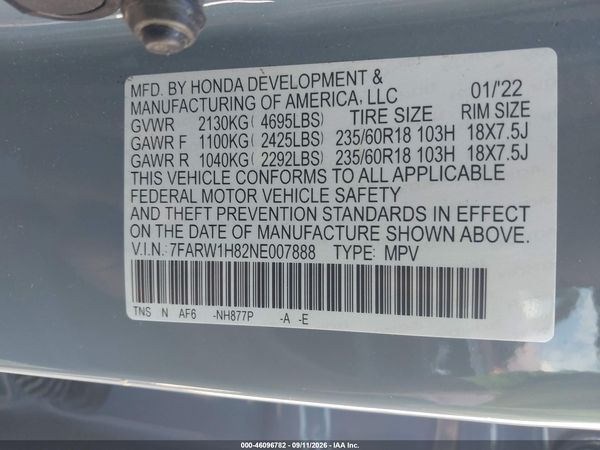 2022 HONDA CR-V 2WD EX-L — I9