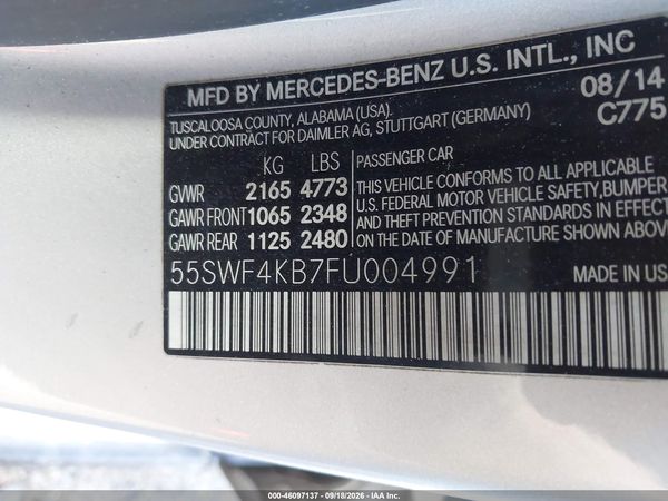 2015 MERCEDES-BENZ C 300 4MATIC — I9