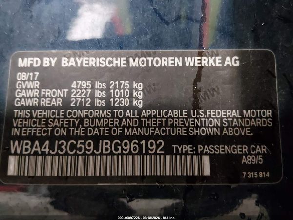 2018 BMW 430I GRAN COUPE XDRIVE — I9