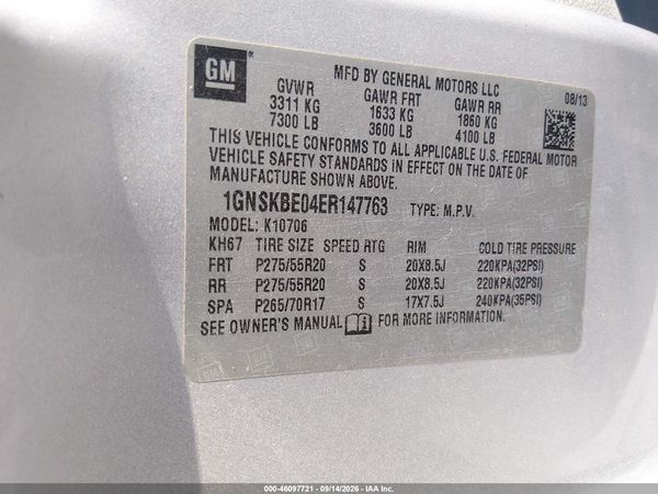 2014 CHEVROLET TAHOE LT — I9